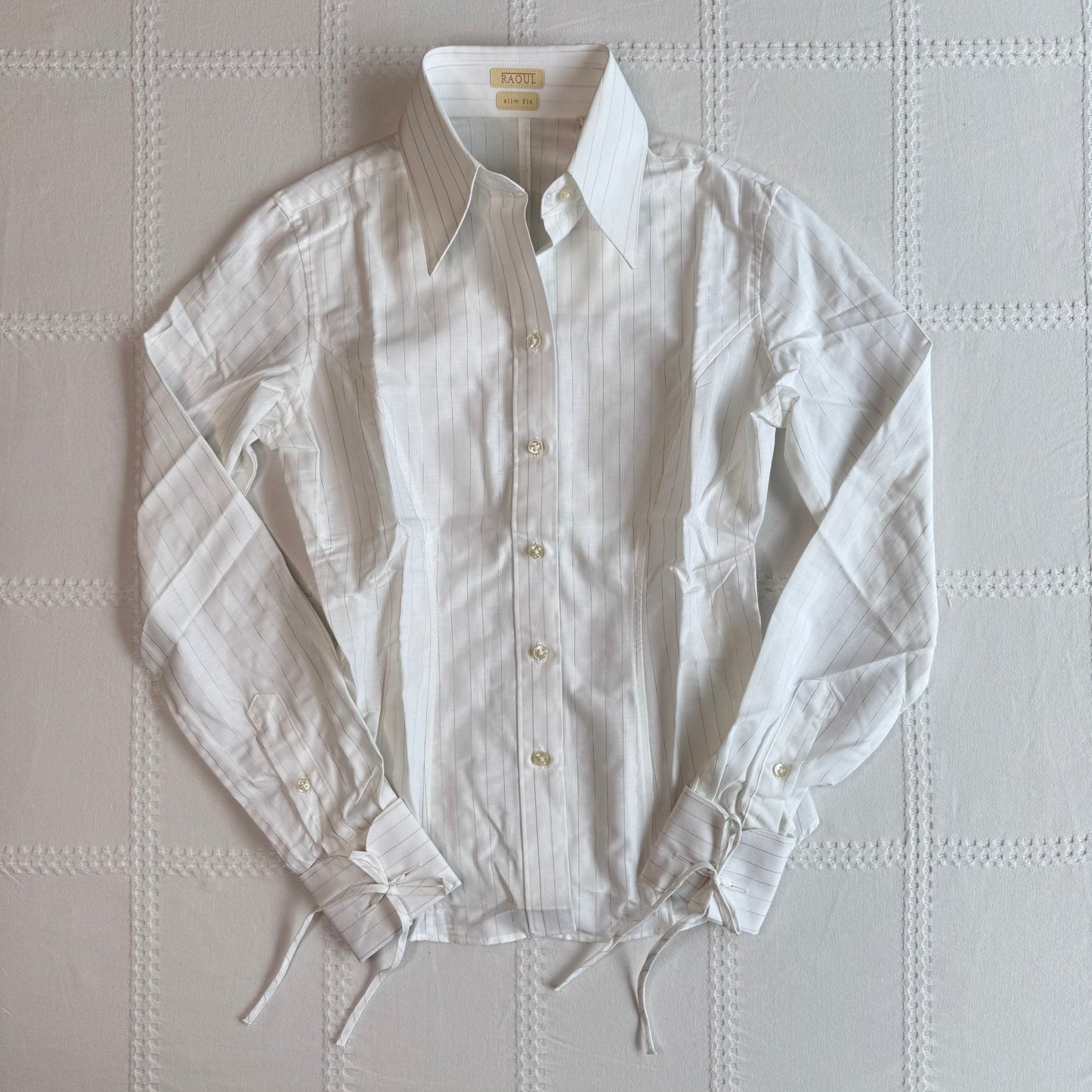White Pinstripe Button Up Blouse