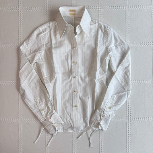 White Pinstripe Button Up Blouse