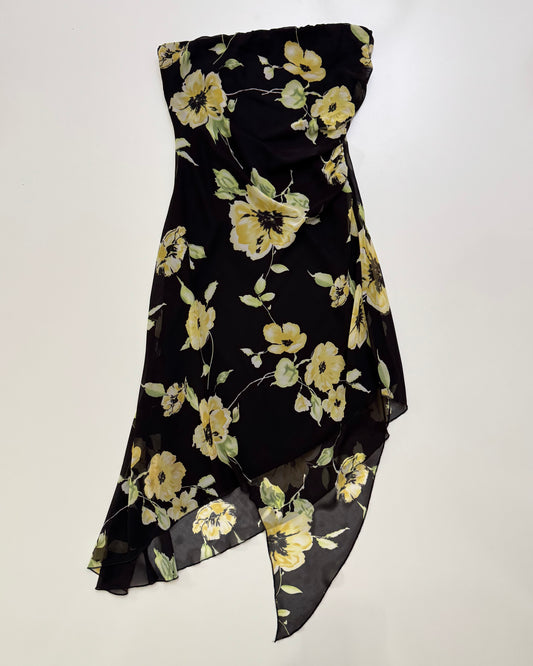 Asymmetrical Floral Midi Dress