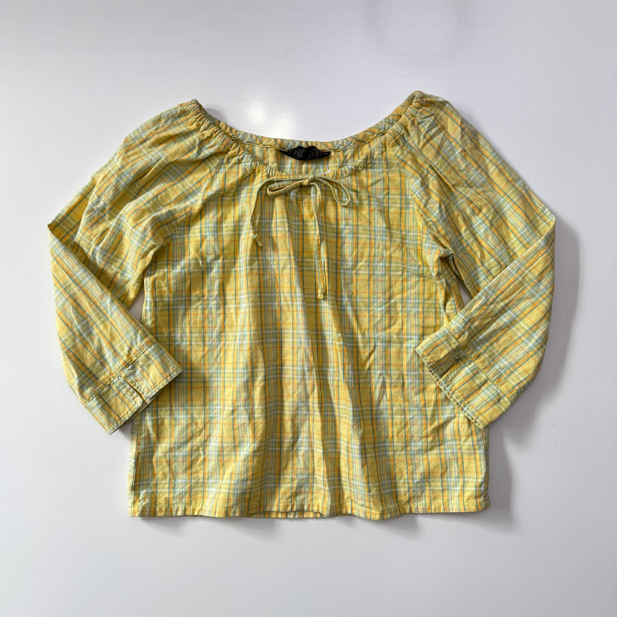 Plaid 3/4 Sleeve Blouse