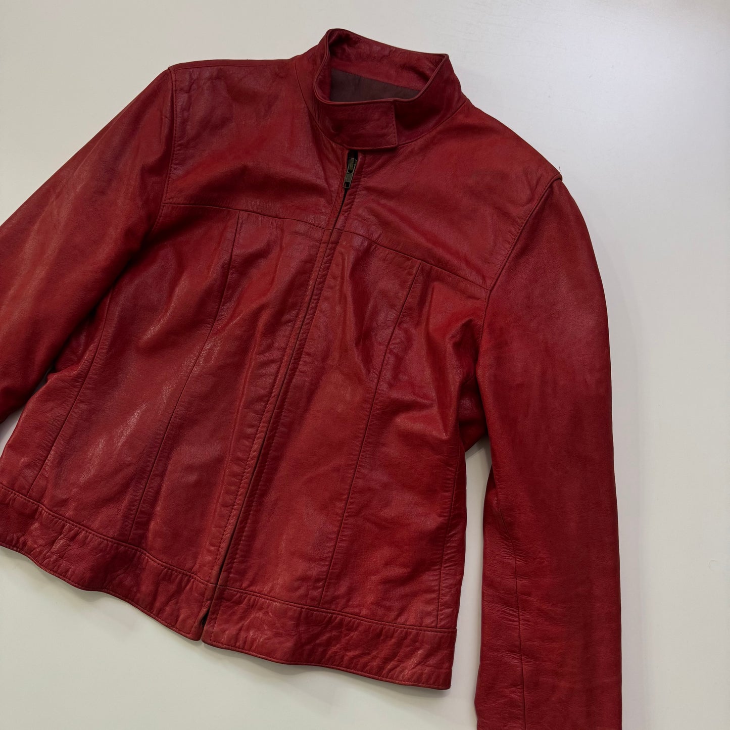 Red Leather Moto Jacket