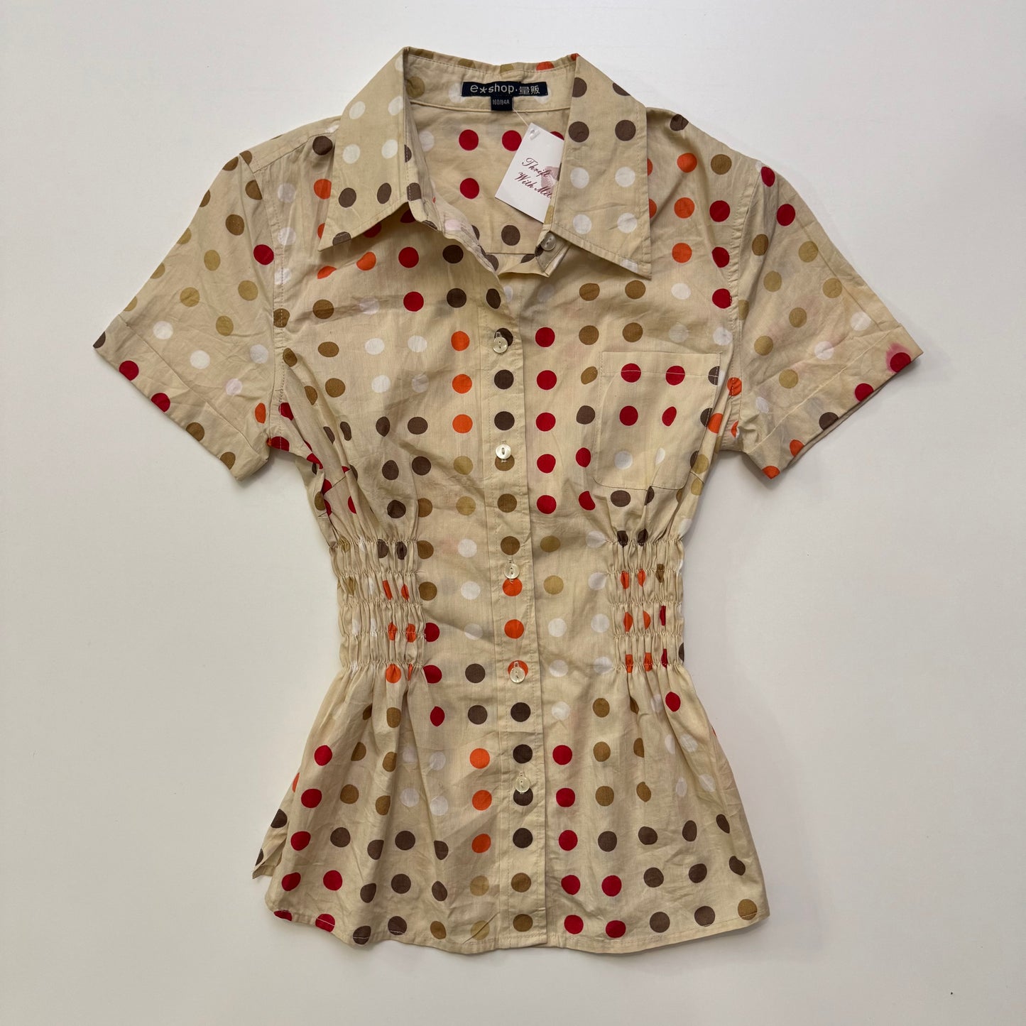 Polka Dot Cinched Blouse
