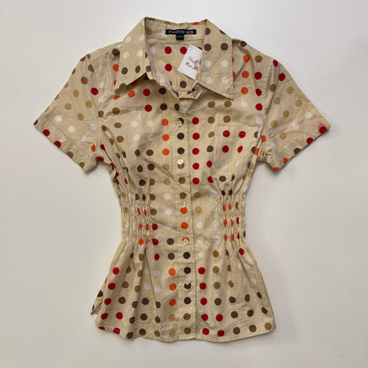 Polka Dot Cinched Blouse