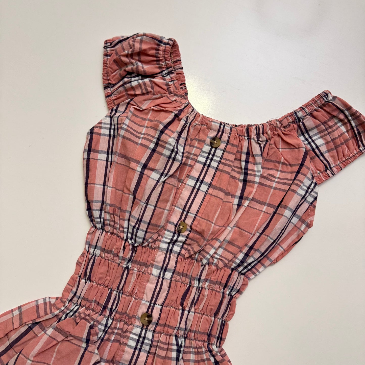 Pink Plaid Milkmaid Top