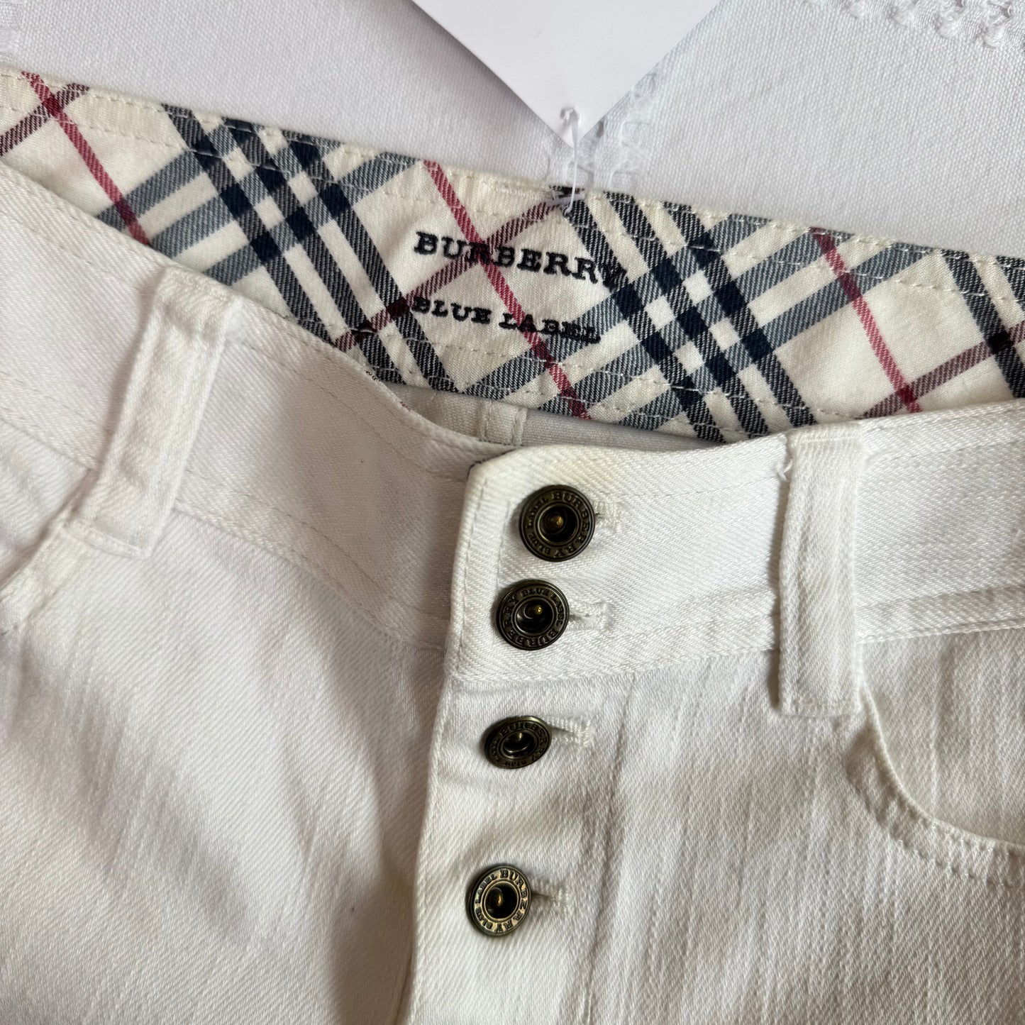 Burberry White Denim Shorts