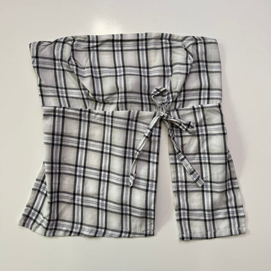 Plaid Babydoll Tie Back Top