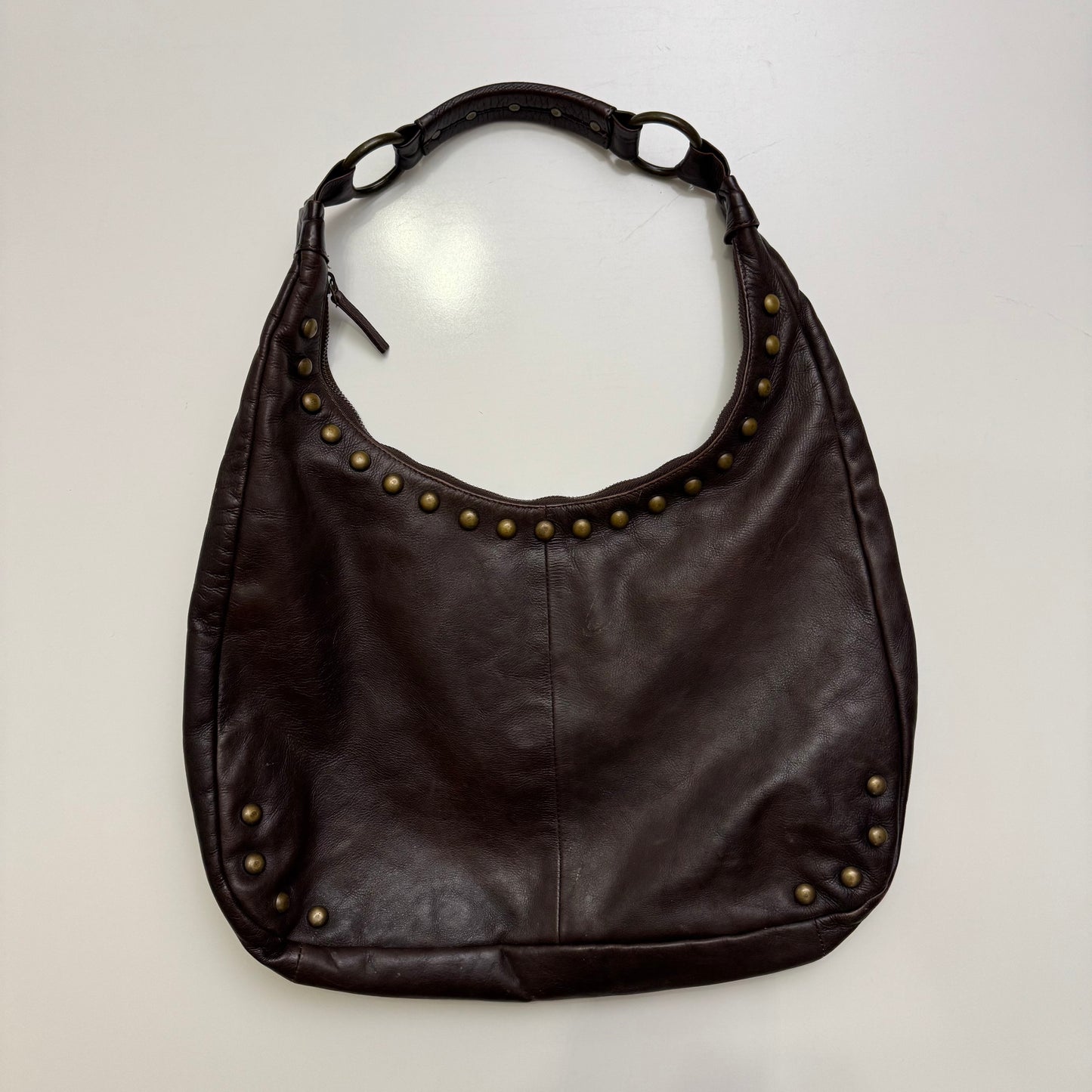 Brown Leather Studded Bag