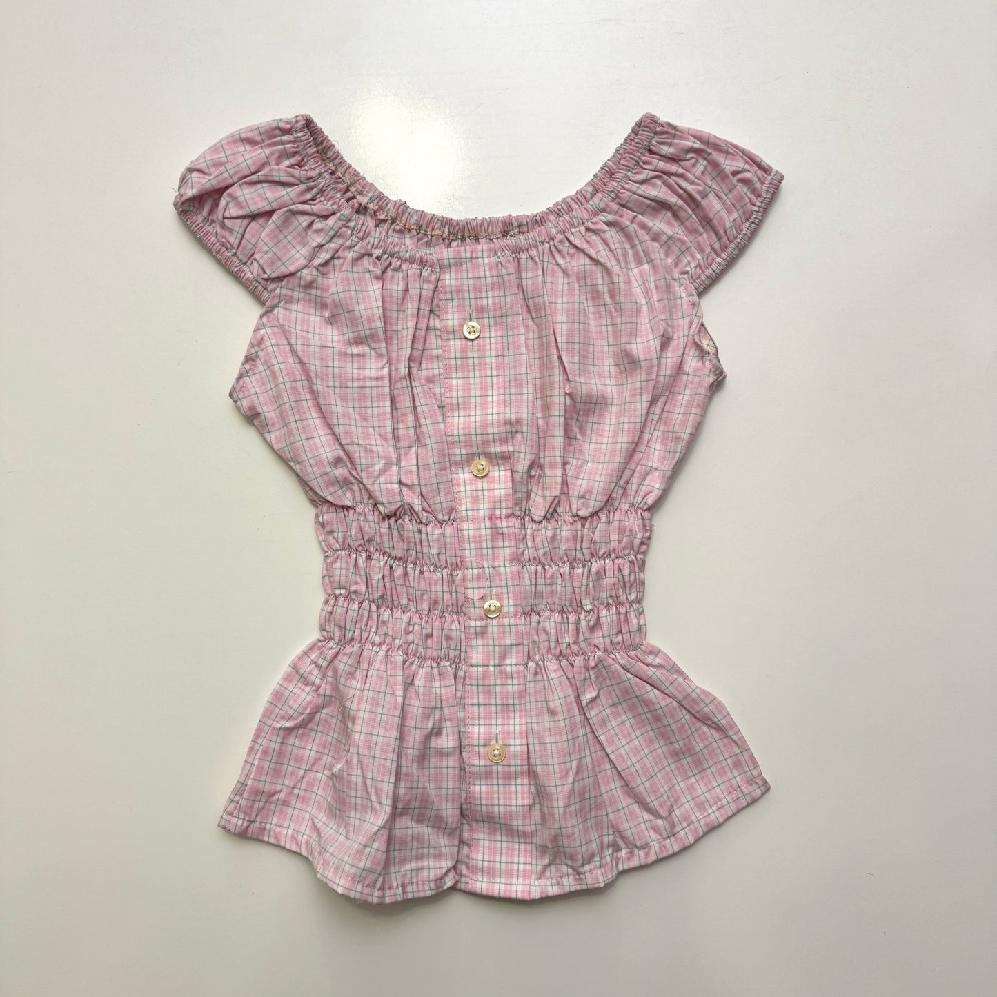 Pink Plaid Milkmaid Top