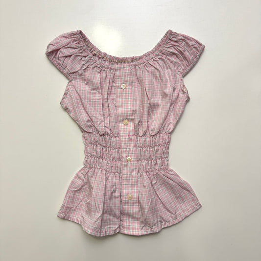 Pink Plaid Milkmaid Top