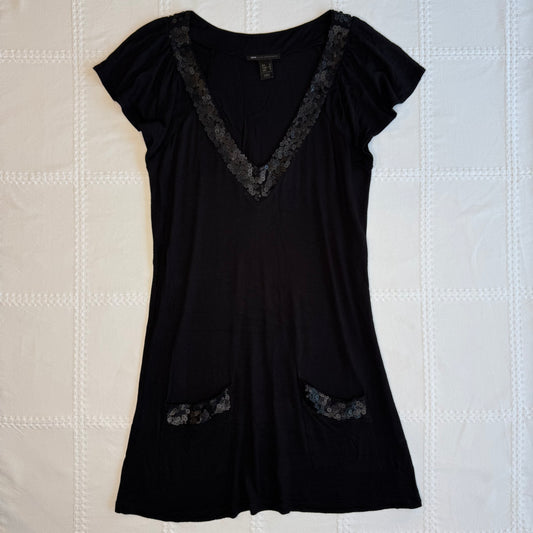 Black V Neck Top/Mini Dress