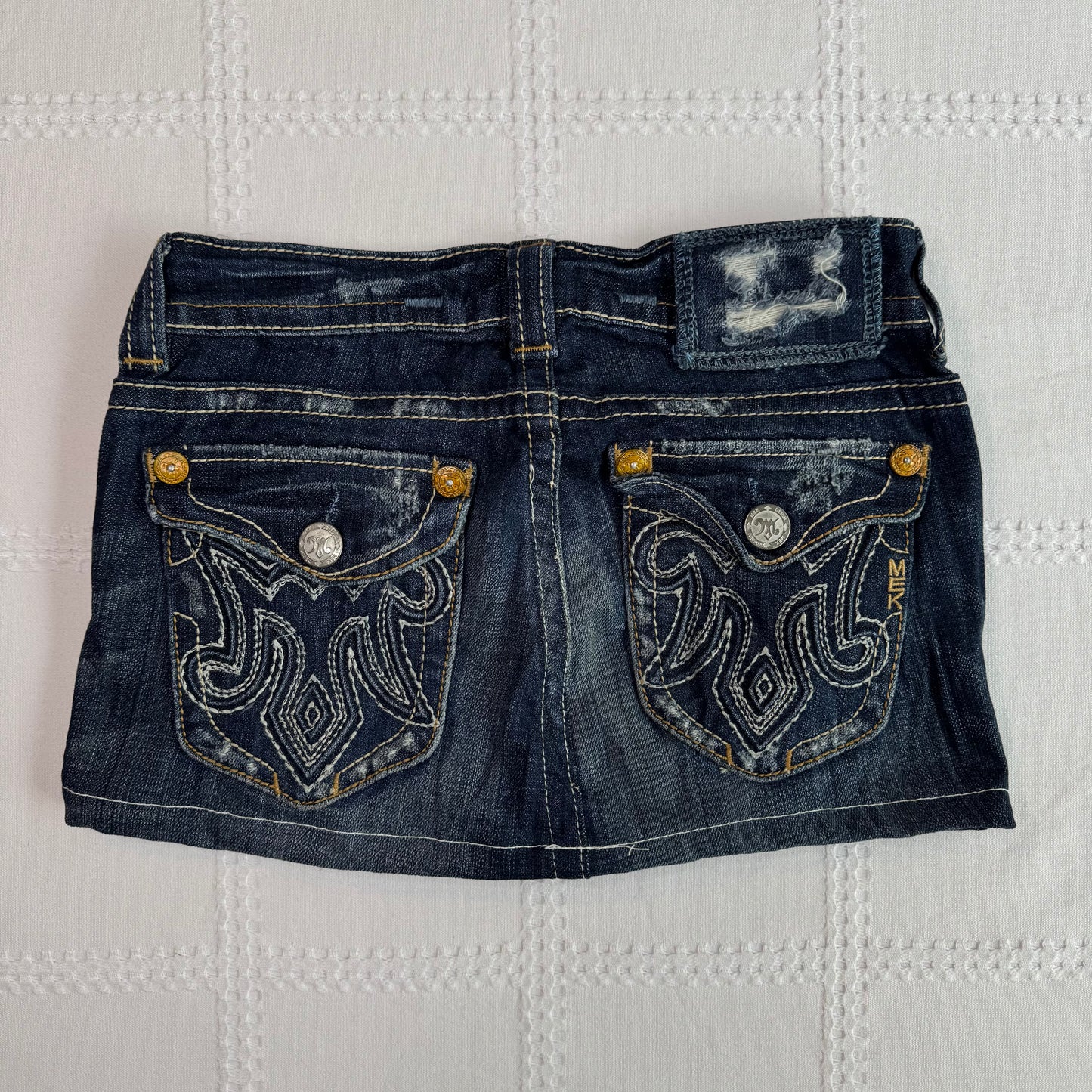 Embroidered Denim Micro Mini