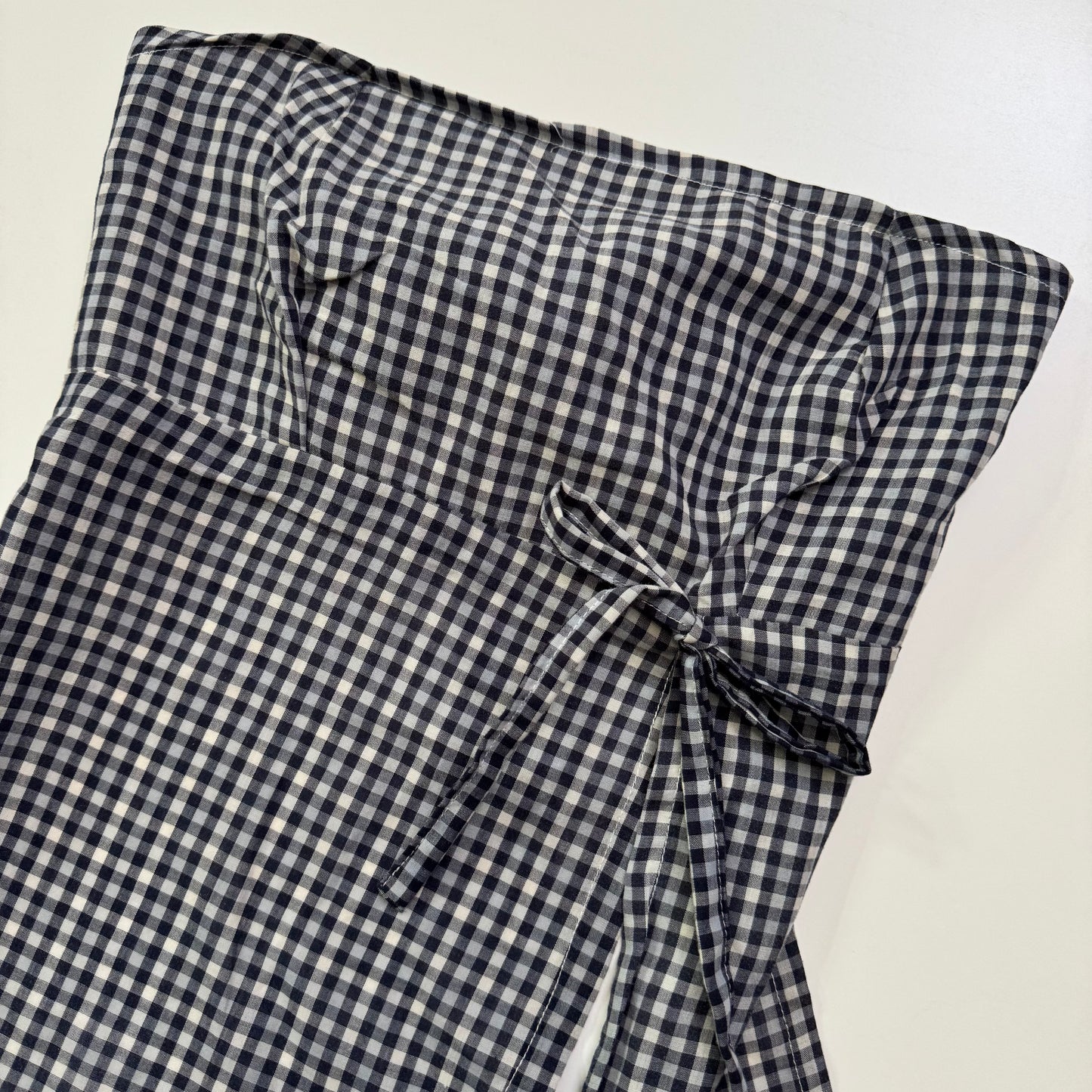 Gingham Strapless Tie Back Top