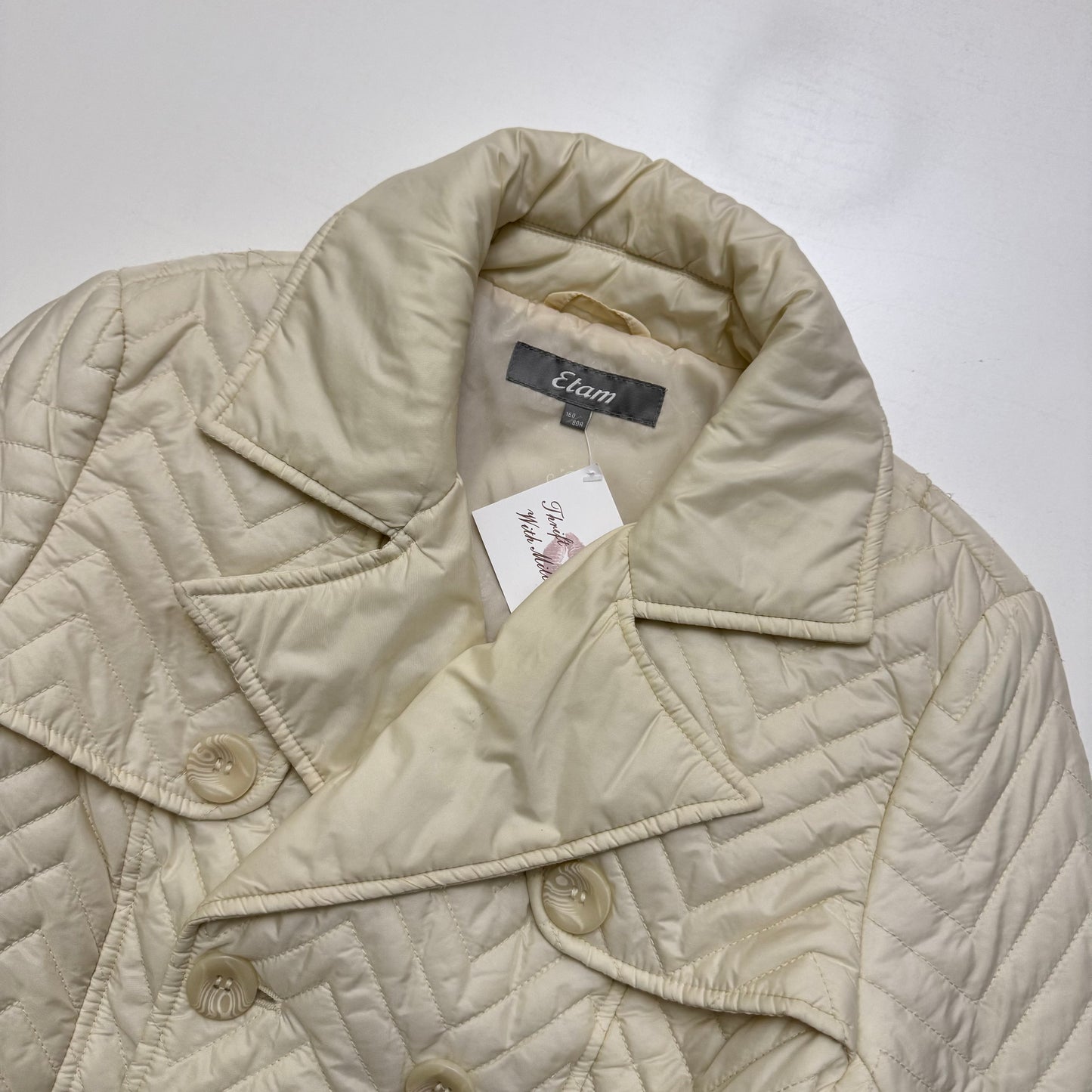 Cream Peacoat Puffer Jacket