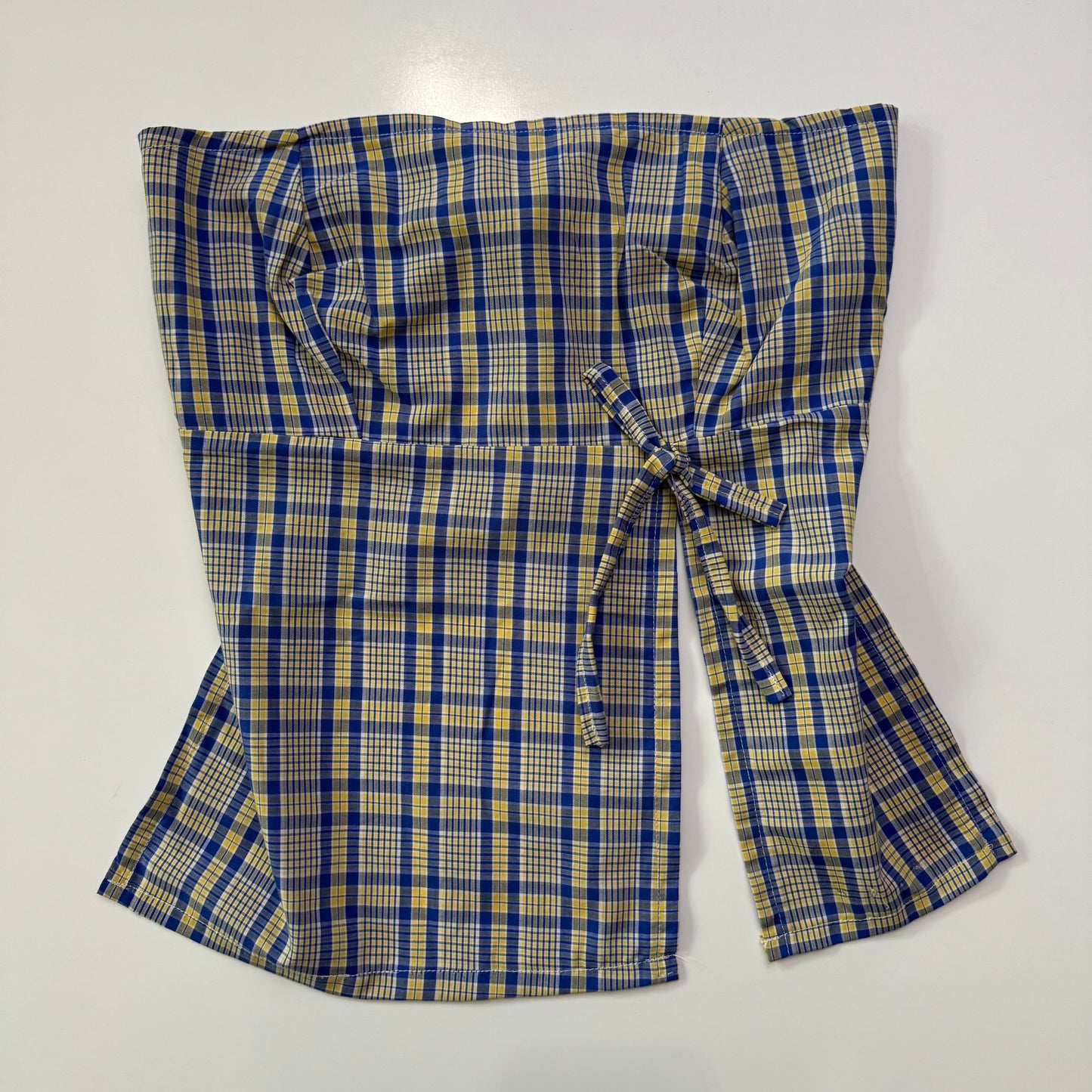 Plaid Strapless Tie Back Top